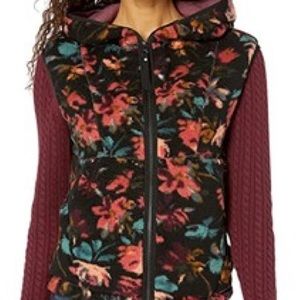 Prana W’s Polar Escape Fleece Wubby Liberty Floral Vest Hoodie. EUC